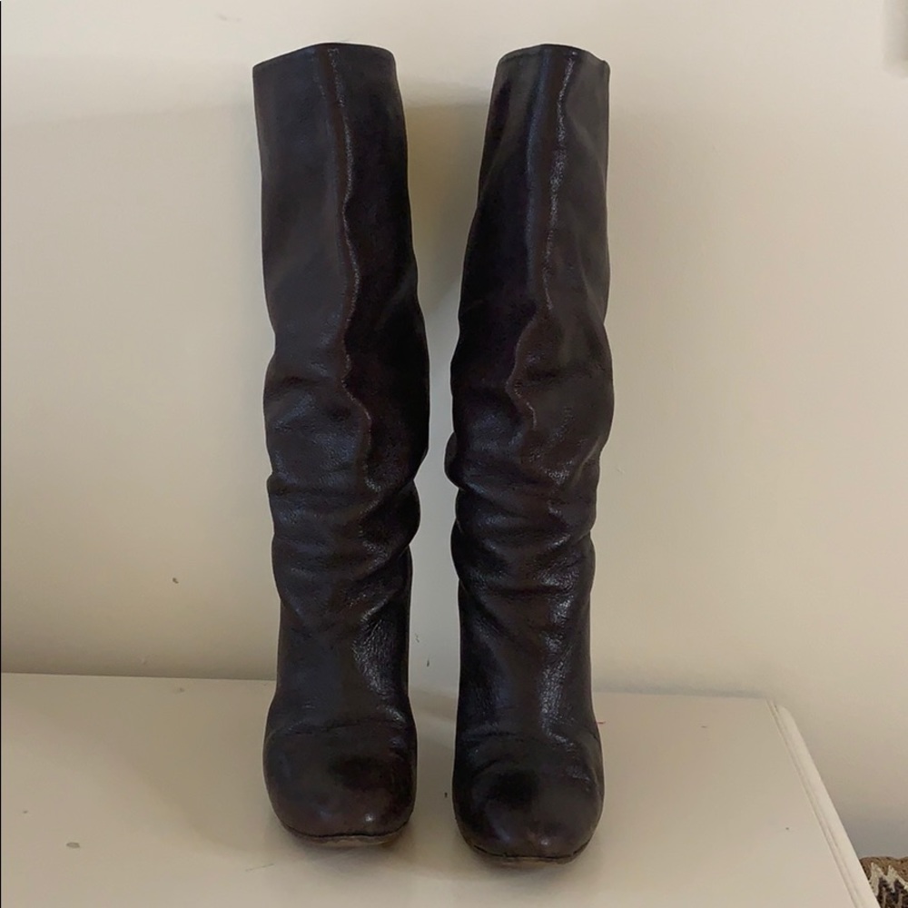 Chloe tall brown leather boots
